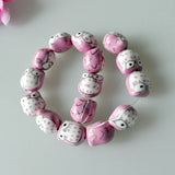 20pcs Ceramic Owl Beads Pink 15x13mm Crafts DIY