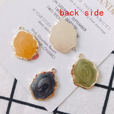 20pcs Glitter Enamel Alloy Charms Tone Plated Geometry Oval Pendants