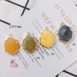 20pcs Glitter Enamel Alloy Charms Tone Plated Geometry Oval Pendants