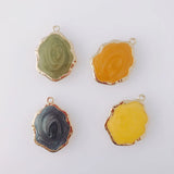20pcs Glitter Enamel Alloy Charms Tone Plated Geometry Oval Pendants