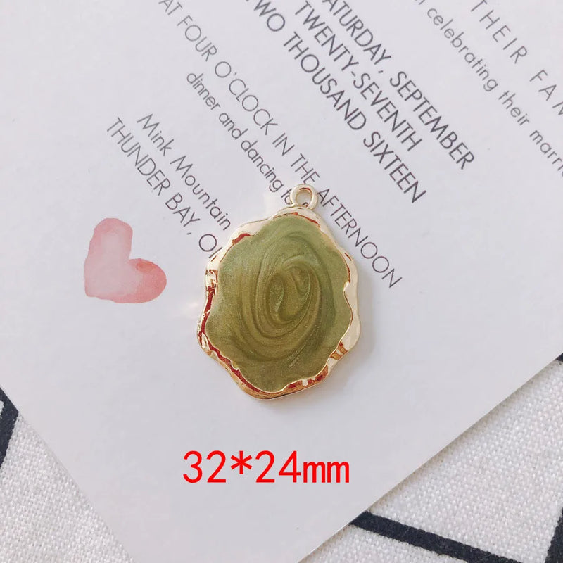 20pcs Glitter Enamel Alloy Charms Tone Plated Geometry Oval Pendants