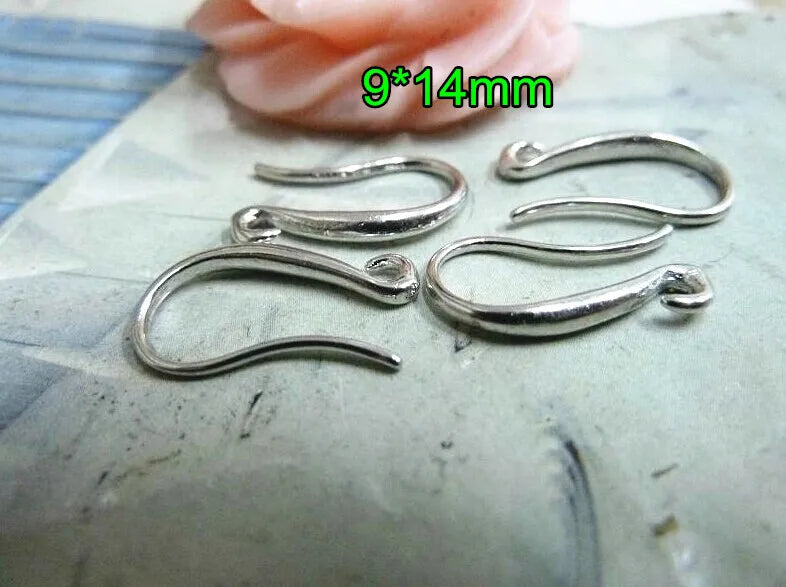 24 pcs Good Silver Plated Brass Earring Hook Ear Wire 9*14mm