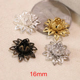 25pcs 16mm Brass Flower Bead Caps, 3D Filigree Flower