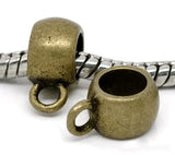 250pcs Antique Bronze Bail Big Hole Beads European Charm Bracelet Findings
