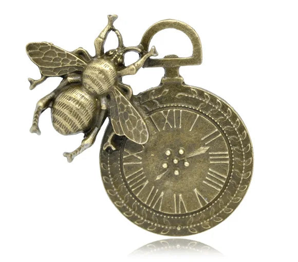 25pcs Antique Bronze Bee Clock Charms Pendants 4.2x4.2cm Findings