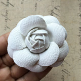 2PCS 6.5CM PU Leather Camellia Flower Button Patch Stcker DIY