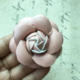 2PCS 6.5CM PU Leather Camellia Flower Button Patch Stcker DIY