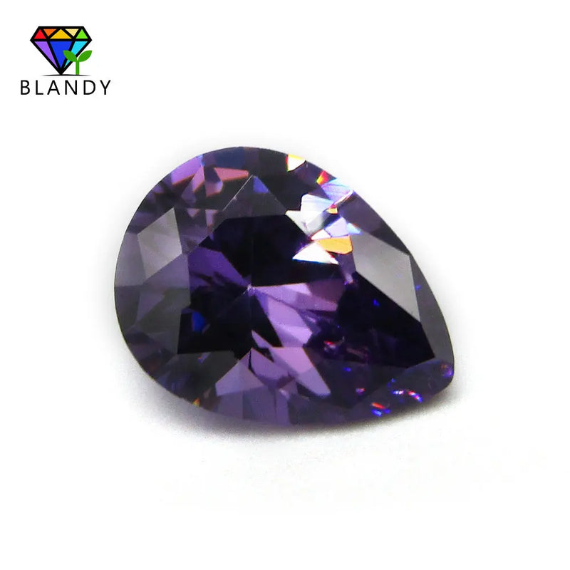 5A Pear Cut Amethystine CZ Stone 13x18mm Synthetic Gems Purple Red Cubic Zircon