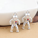 30PCs 13*25MM Dull Silver Tone 3D Spaceman Charms for Jewelry Necklace Bracelet
