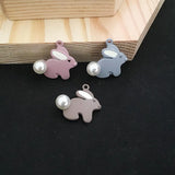 30PCS Enamel Alloy Animal Rabbit Charm Pendants 22*25MM for Jewelry Making