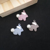 30PCS Enamel Alloy Animal Rabbit Charm Pendants 22*25MM for Jewelry Making