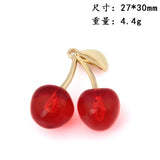 30pcs Cherry Necklace Pendants Earring Charms 27*30mm Resin Alloy Fruit Ornament