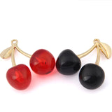 30pcs Cherry Necklace Pendants Earring Charms 27*30mm Resin Alloy Fruit Ornament