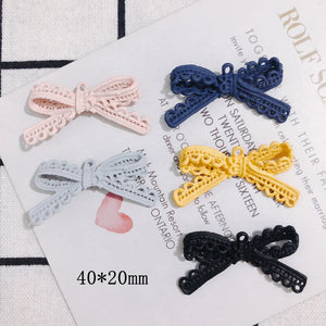 30pcs Lace Ribbon Knot Bow Charms Girls Necklace Pendant Earring