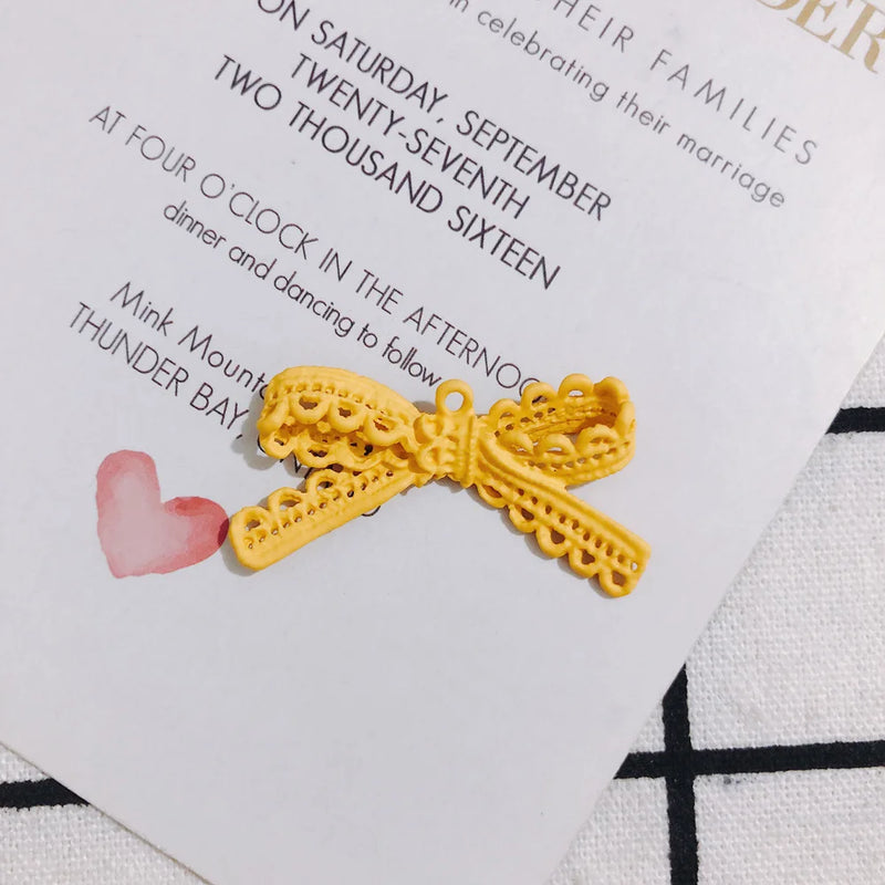 30pcs Lace Ribbon Knot Bow Charms Girls Necklace Pendant Earring
