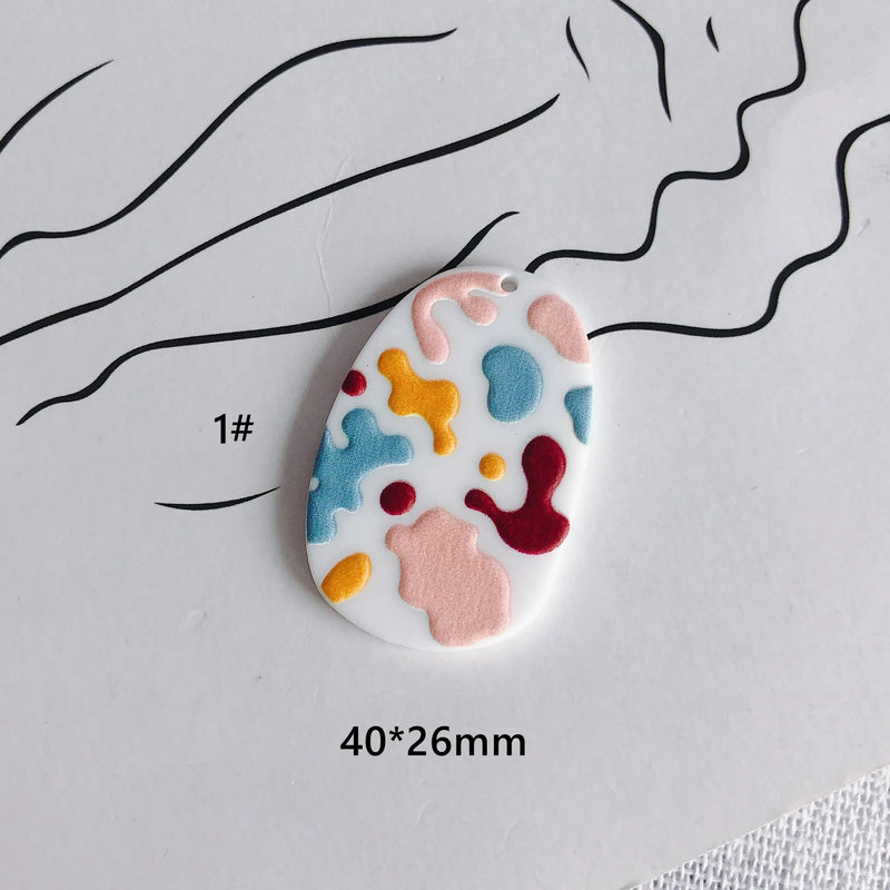 30pcs Colorful Floral Geometry Resin Charms DIY Necklace Pendants