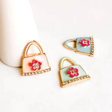30pcs Enamel Alloy Floral Handbag Pendant 19*21mm