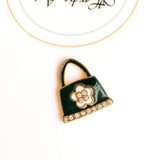 30pcs Enamel Alloy Floral Handbag Pendant 19*21mm