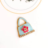 30pcs Enamel Alloy Floral Handbag Pendant 19*21mm