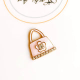 30pcs Enamel Alloy Floral Handbag Pendant 19*21mm