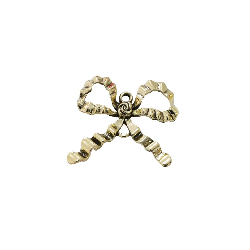 Vintage Bronze Ribbon Knot Bow Charms 30pcs