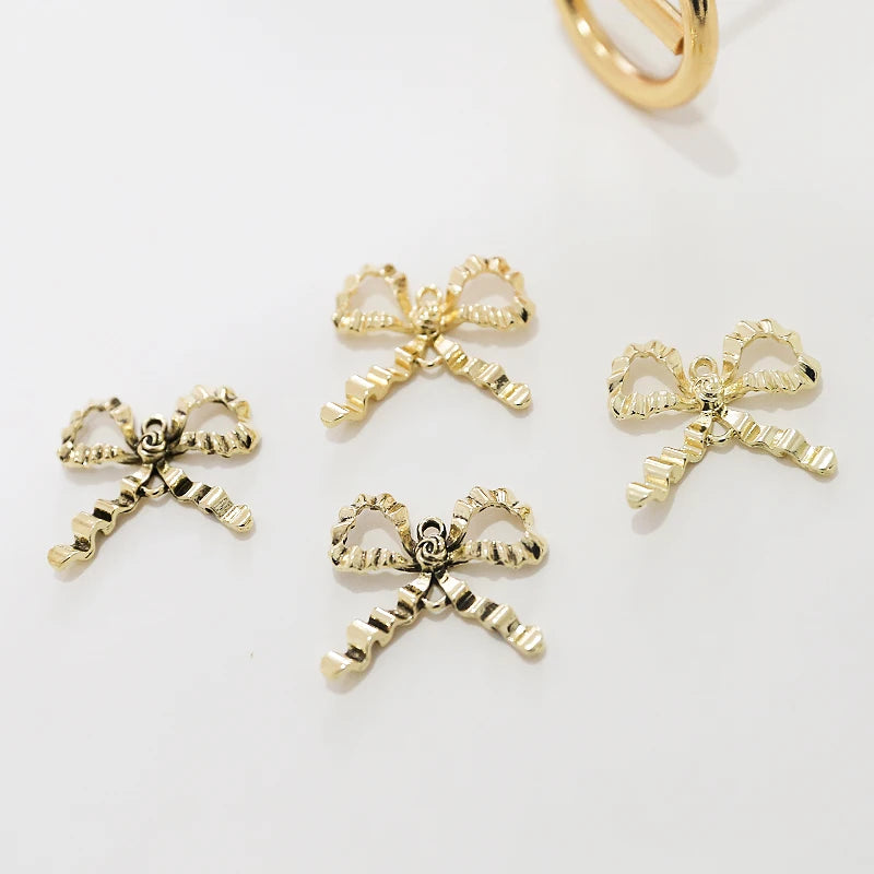 Vintage Bronze Ribbon Knot Bow Charms 30pcs