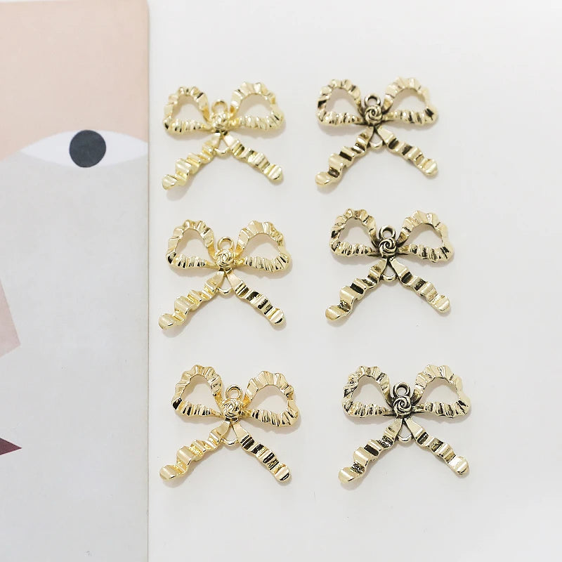 Vintage Bronze Ribbon Knot Bow Charms 30pcs