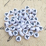 3600 pcs Flat Round Acrylic Letter Beads 4*7mm Initial A Jewelry