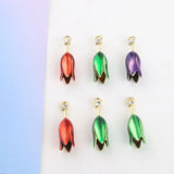 3D Enamel Tulip Flower Charms Earring Necklace Pendants 20pcs