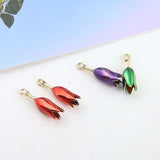 3D Enamel Tulip Flower Charms Earring Necklace Pendants 20pcs