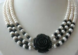 3-Row 8mm Round Freshwater Pearl Coral Jade Agate Turquoise Necklace