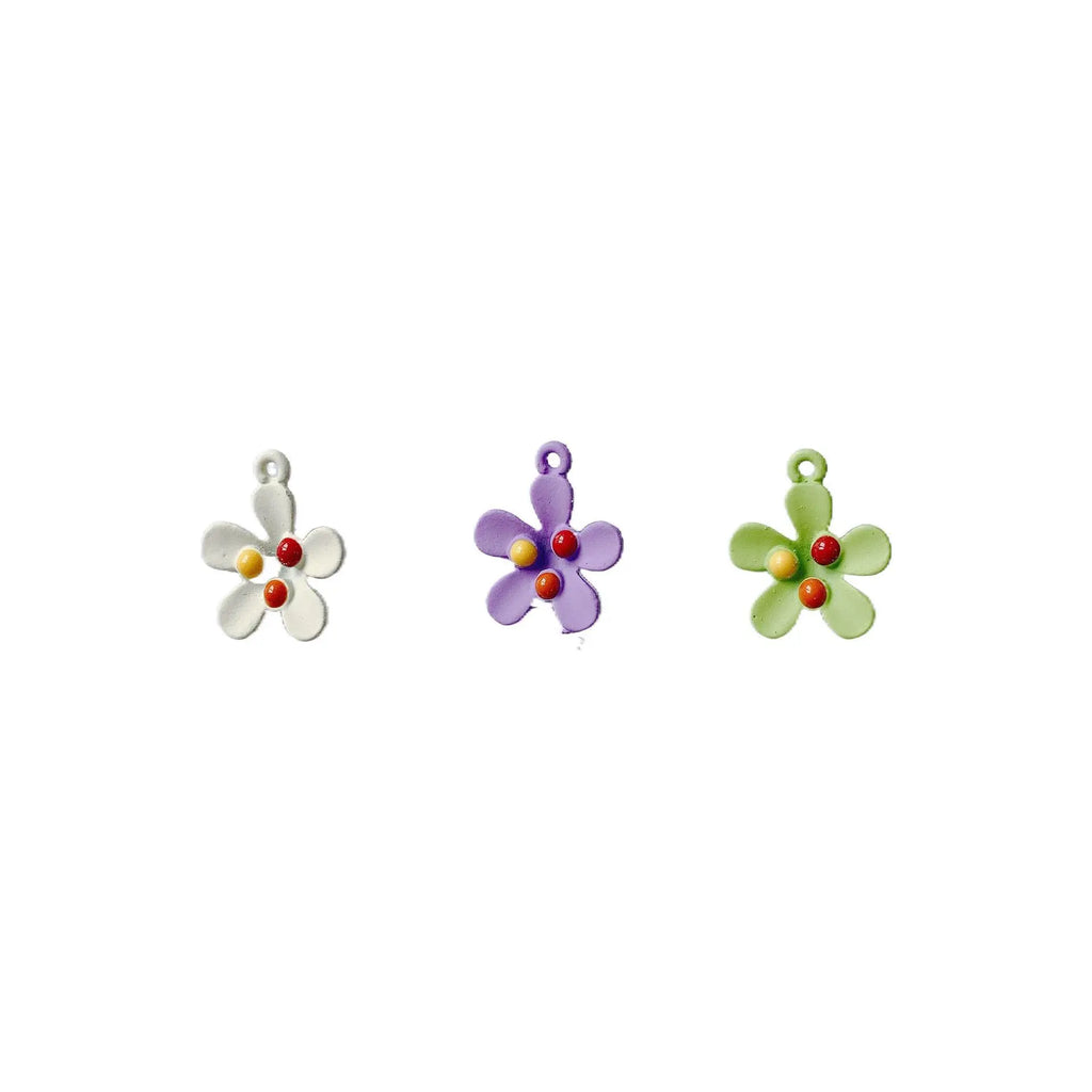 40pcs Colorful Core Rubber Enamel Flower Charms