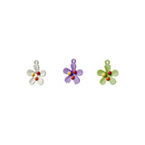 40pcs Colorful Core Rubber Enamel Flower Charms