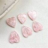 40pcs Pink Resin Heart Charms for DIY Girls Earring Necklace Pendants