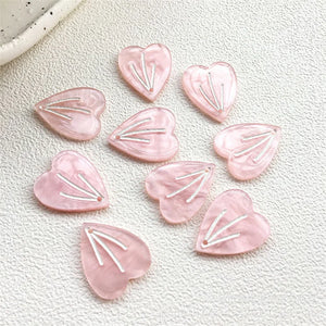 40pcs Pink Resin Heart Charms for DIY Girls Earring Necklace Pendants
