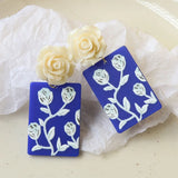 40pcs Rose Flower Resin Necklace Pendant Rectangle Earring Charms