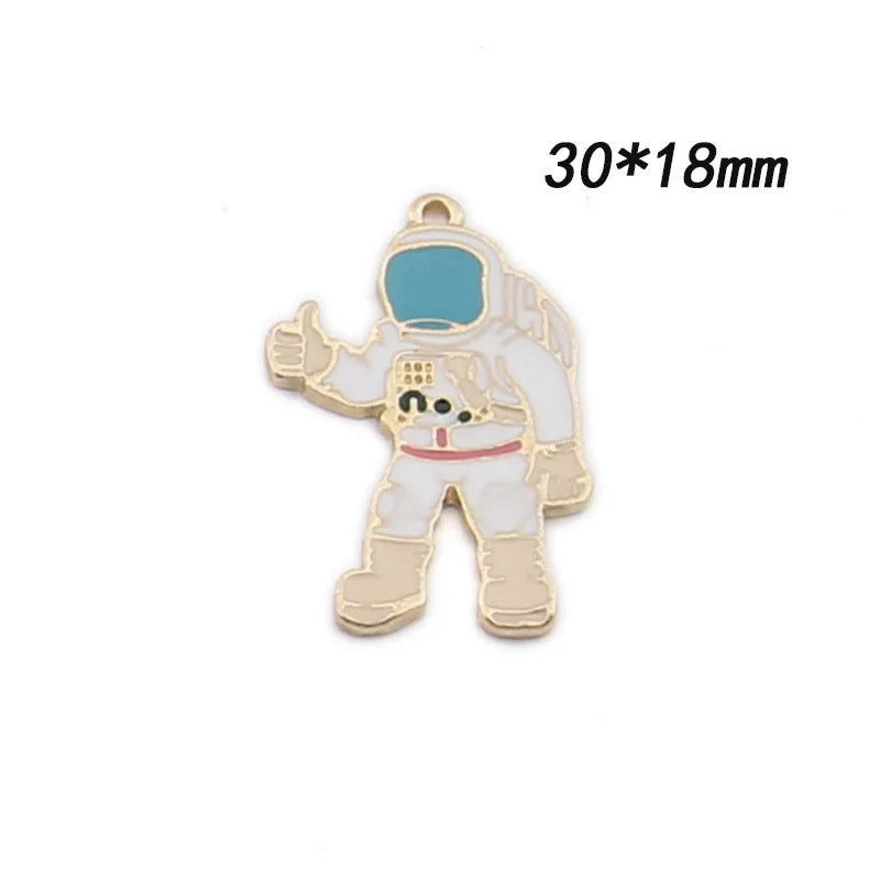 40pcs 30*18MM Oil Drop Spaceman Astronaut Enamel Alloy Pendant Craft
