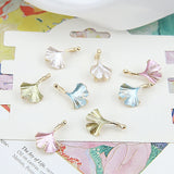 40pcs/Lot Glitter Enamel Alloy Ginkgo Leaves Charms DIY Jewelry Pendants