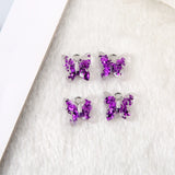 40pcs 7mm Purple Glitter Resin Butterfly Flatback DIY Making Accessories