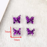 40pcs 7mm Purple Glitter Resin Butterfly Flatback DIY Making Accessories