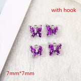 40pcs 7mm Purple Glitter Resin Butterfly Flatback DIY Making Accessories
