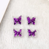40pcs 7mm Purple Glitter Resin Butterfly Flatback DIY Making Accessories