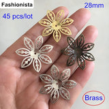 45 pcs Large Brass Filigree Flower Bead Caps 28mm, DIY Crafts & Jewelry Findings