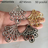 50 pcs Metal Alloy Peacock Tail Flowers - DIY Jewelry Decoration 40*45mm