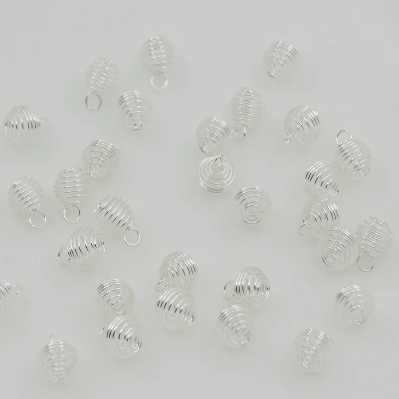 500Pcs Spiral Bead Cages Pendants 8mm Jewelry DIY Findings