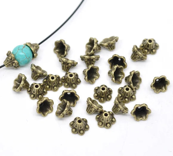 500pcs Antique Bronze Flower Bead Caps Findings 10x5mm J0096*5