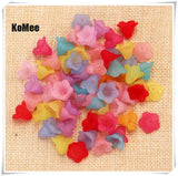500pcs Frosted Acrylic Lily Flower Beads 10x14mm DIY Jewelry Making