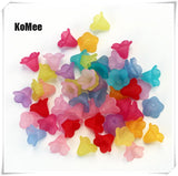 500pcs Frosted Acrylic Lily Flower Beads 10x14mm DIY Jewelry Making