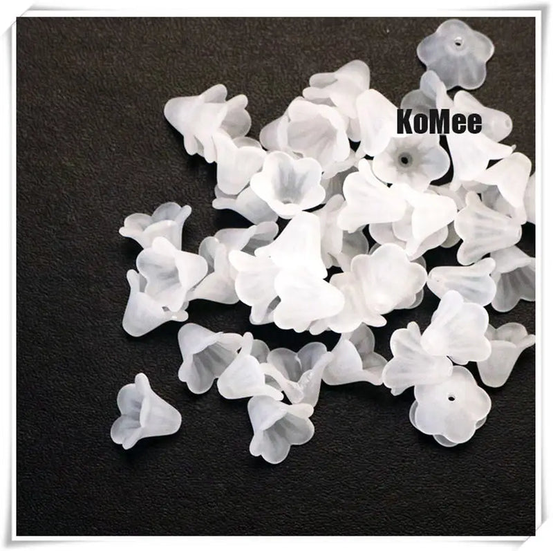 500pcs Frosted Acrylic Lily Flower Beads 10x14mm DIY Jewelry Making