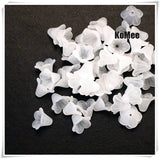 500pcs Frosted Acrylic Lily Flower Beads 10x14mm DIY Jewelry Making